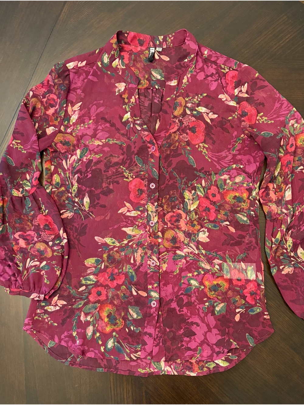 Kut form the Kloth Semi Sheer Purple Autumn Floral Blouse Coquette Feminine Sz S